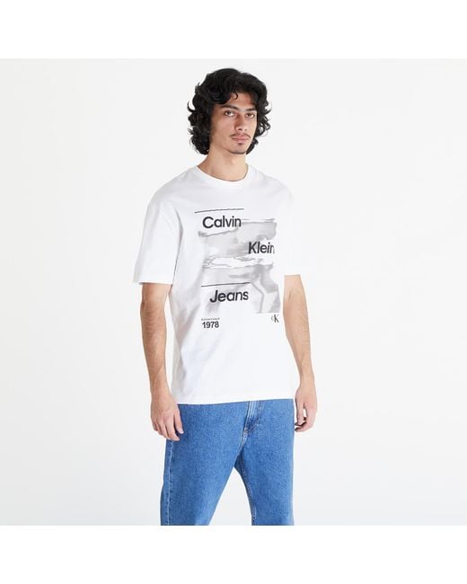 Calvin Klein Jeans Diffused Logo Short Sleeve Tee Bright in White for ...