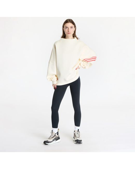 Adidas Originals White Sweatshirt Adidas Neuclassics Oversized Mock Neck Sweatshirt Cream/ Real Coral