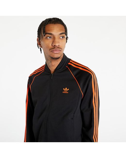 Adidas Originals Black Sustainability Track Top / Semi Impact Orange for men