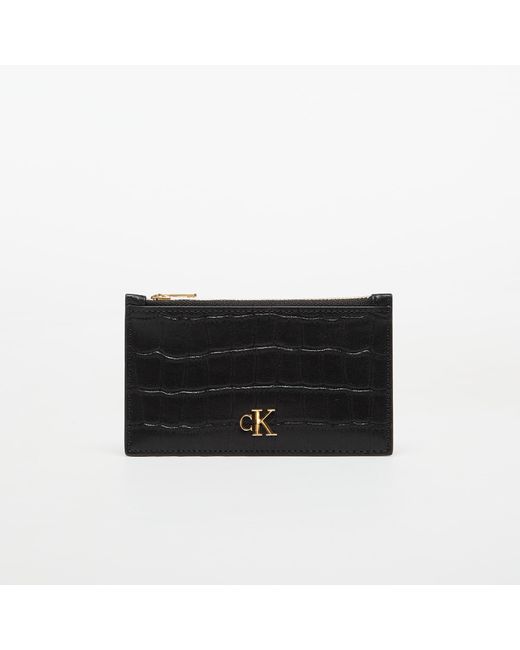 Calvin Klein Black Portmoine Croc 6 Cc Cardcase