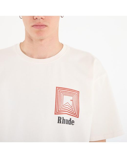 Rhude White T-Shirt Chevron Logo Repeat Tee for men