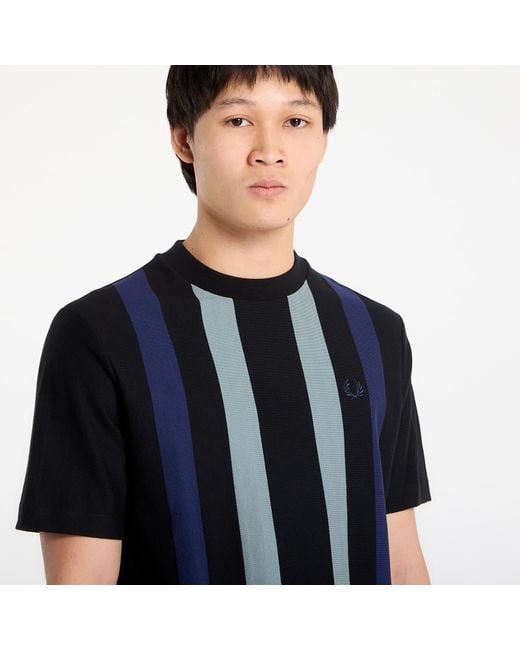 Fred Perry Blue T-Shirt Vertical Stripe T-Shirt for men