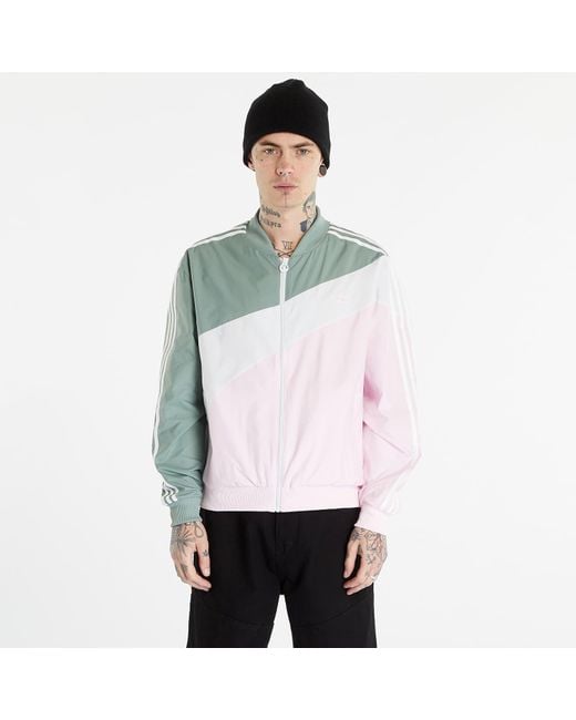 adidas Originals Adidas Swirl Woven Track Jacket Silver Green / Clear Pink  voor heren | Lyst NL