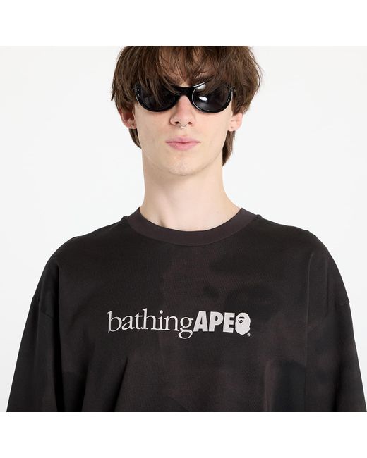 A Bathing Ape T-Shirt Overprint Logo Relaxed Fit Long Sleeve Tee in Black für Herren