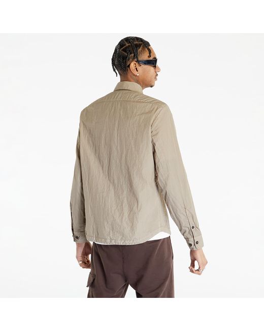 C P Company Natural Taylon Long Sleeve Shirt Cobblestone for men