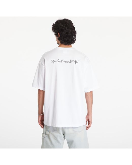 A Bathing Ape White T-Shirt Pixel Comic Ape Head Relaxed Fit Short Sleeve Tee for men