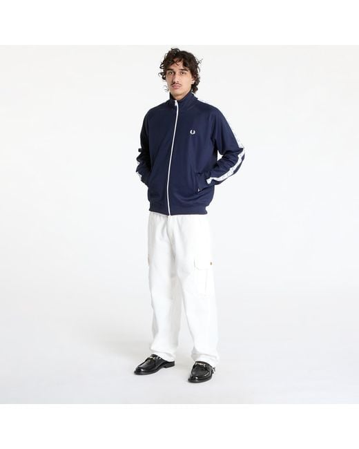 Fred Perry Blue Sweatshirt Taped Track Jacket for men