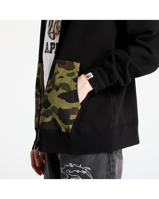 A Bathing Ape Sweatshirt 1St Camo Shark Full Zip Double Hoodie in het Black