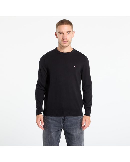 Tommy Hilfiger Men's Black Sweater Pima Org Cotton Cashmere Crew Neck