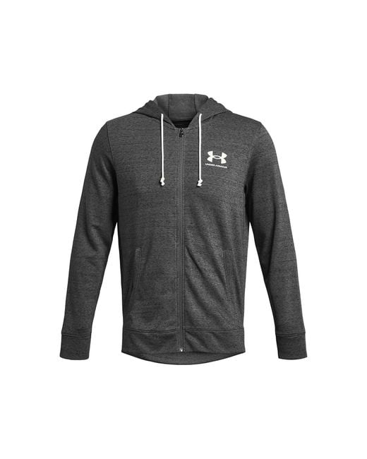Under Armour Gray Rival Terry Full-Zip Castlerock Light Heather Onyx for men