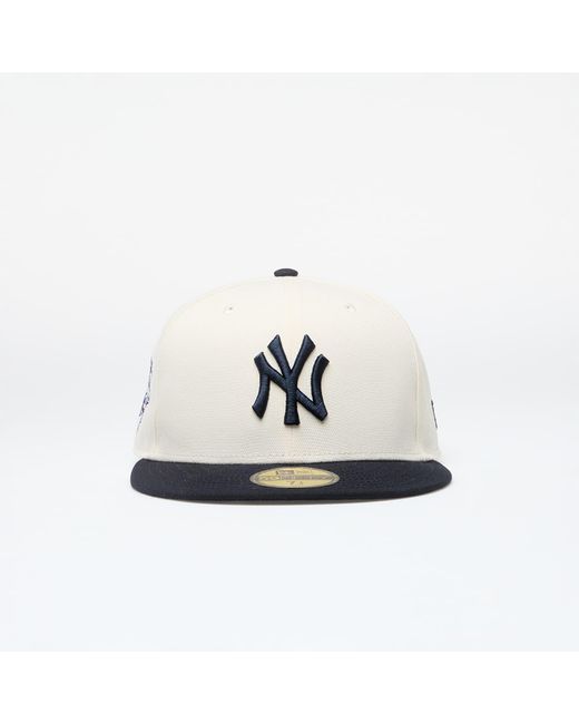 KTZ White Cap New York Yankees 59fifty Fitted Cap Light Cream/ Navy 7 1/8
