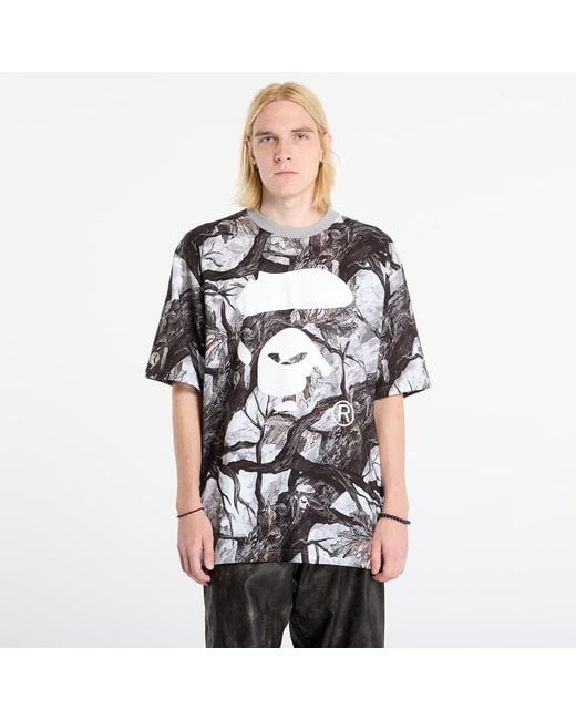 A Bathing Ape Women's Black T-Shirt Tree Edge Camo Ape Face Relaxed Fit Tee