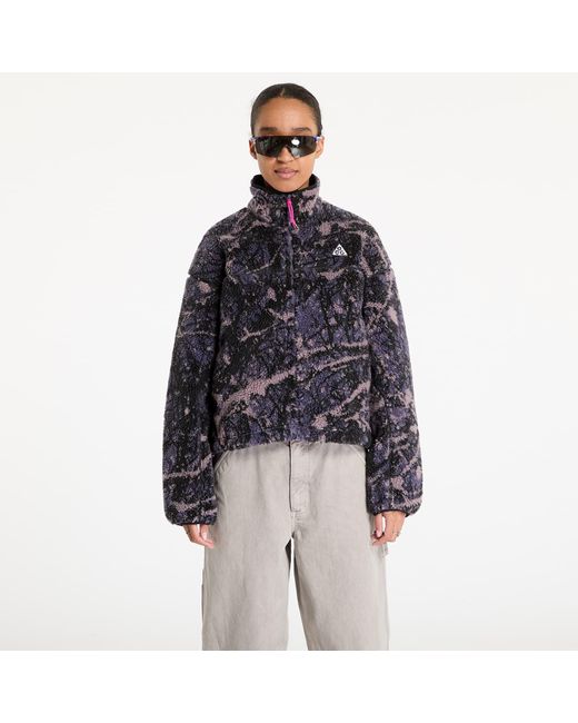 Nike Blue Sweatshirt Acg "Canwell Glacier" Therma-Fit Adv Windproof Full-Zip Fleece Dark Raisin/ Summit