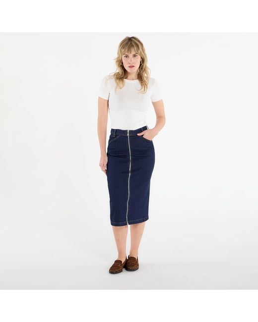 Calvin Klein Blue Jeans Denim Zip Front Skirt