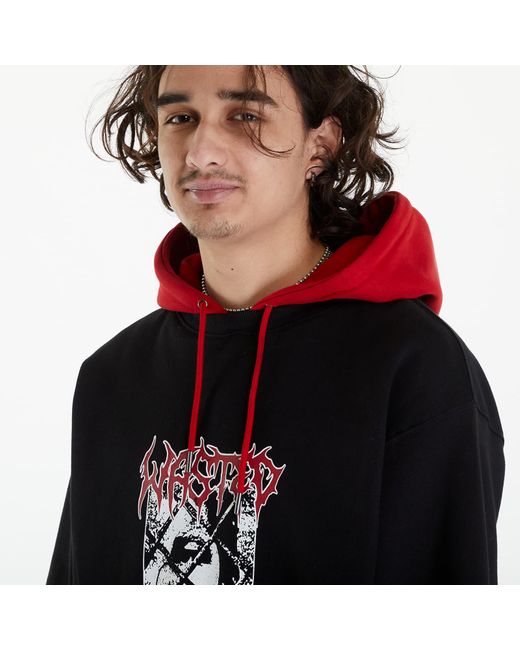 Wasted Paris Hoodie Telly Wire Black/ Fire Red for men