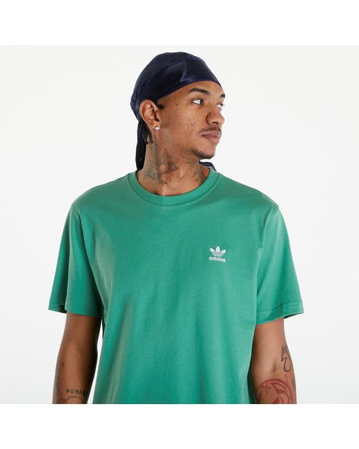 Adidas Originals Green Adidas Trefoil Essential Tee for men