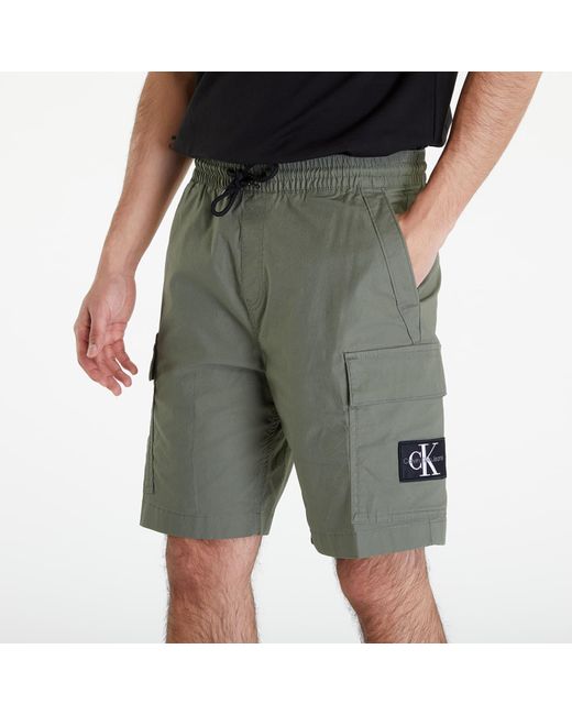 Calvin Klein Green Jeans Washed Cargo Shorts for men