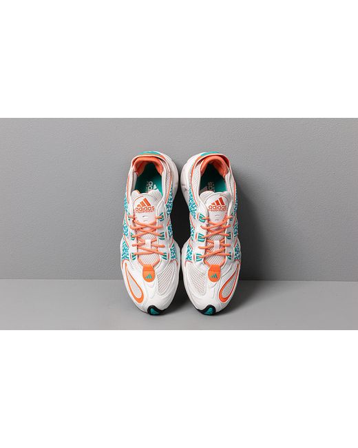 aqua and orange sneakers