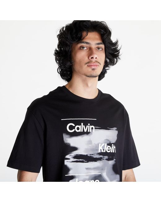Calvin Klein Black Jeans Diffused Logo Short Sleeve Tee for men