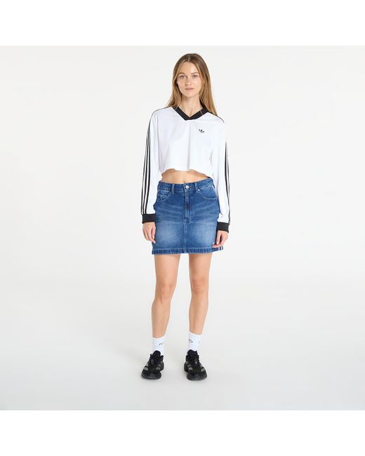 T-shirt adidas adicolor football jacquard crop long-sleeve top xs Adidas Originals en coloris Blue