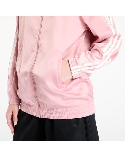 Adidas Originals Pink Jacket Satin Firebird Track Top Ruffle 3-Stripes