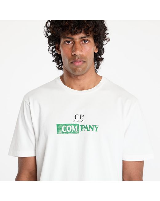 C P Company T-Shirt Logo-Print Jersey T-Shirt in het White voor heren