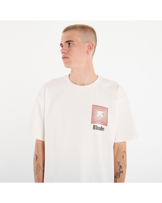 Rhude White T-Shirt Chevron Logo Repeat Tee for men