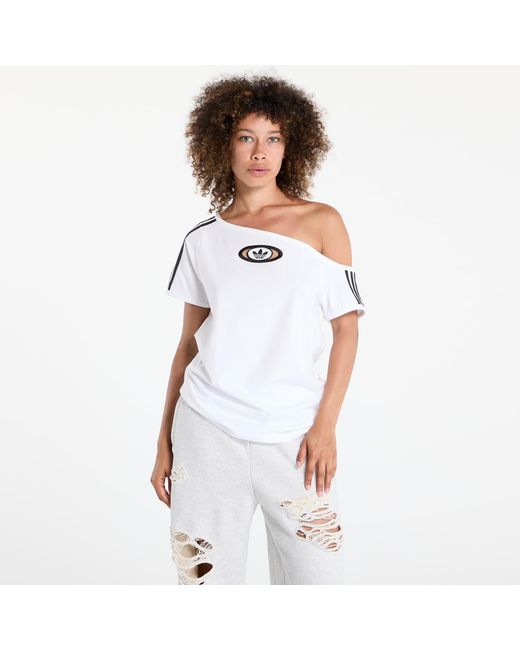 Adidas Originals White T-Shirt Campus 2000 Off Shoulder T-Shirt