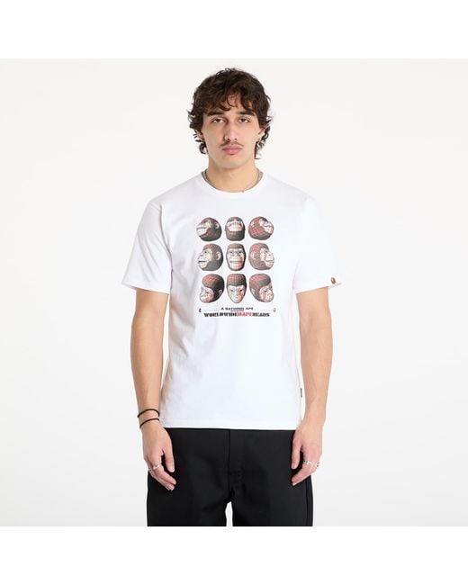Maglietta Polygon Ape Head Tee di A Bathing Ape in White