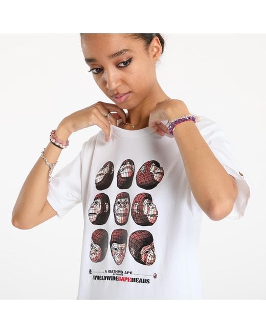 Maglietta Polygon Ape Head Tee di A Bathing Ape in White
