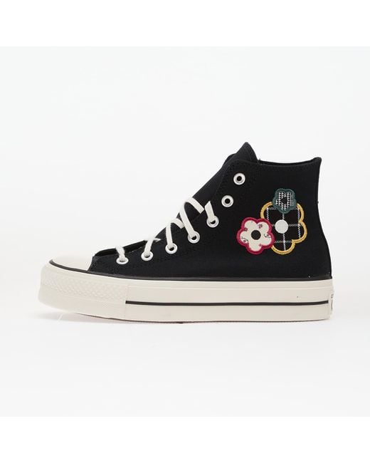 Converse Black Sneakers Chuck Taylor All Star Lift Platform Floral Patchwork Hi/ Sunny Angle Eur