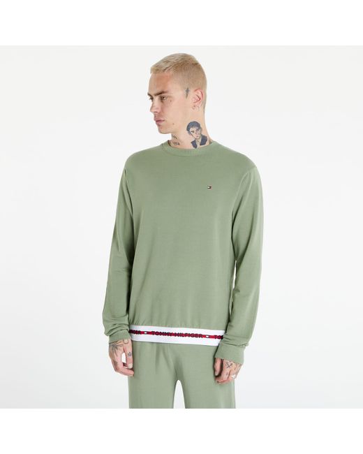 Tommy Hilfiger Logo Tape Track Sweatshirt Green voor heren