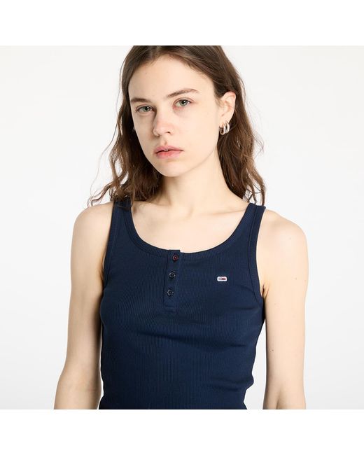 Tommy Hilfiger Blue Tank Top Tommy Jeans Slim Button Tank