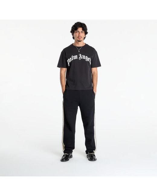 Palm Angels Black T-Shirt Curved Logo Reg Tee/ Off for men