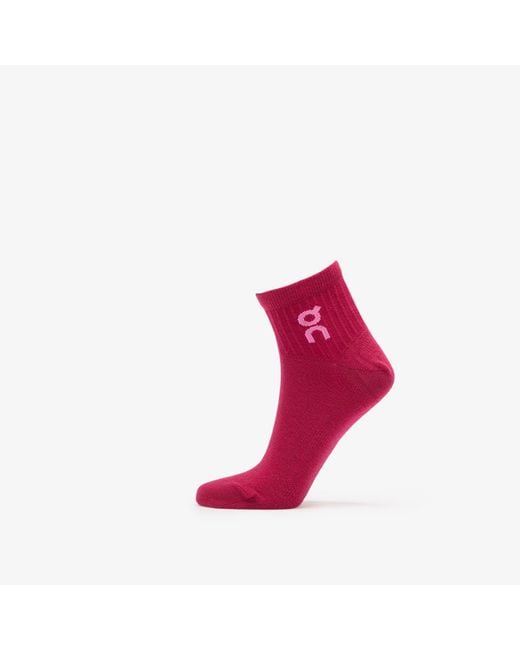 On Shoes Purple Logo Sock Mid 3-Pack Orchid/ Comet