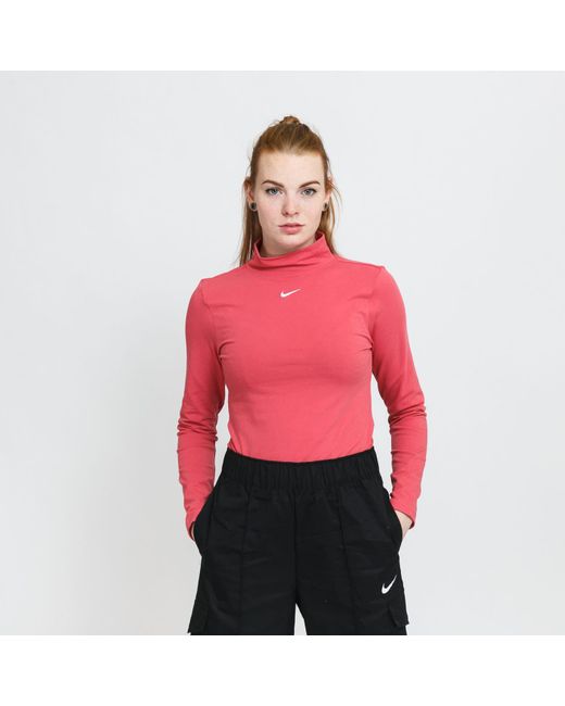 Nike Red Sportswear essential mock long-sleeve top pink