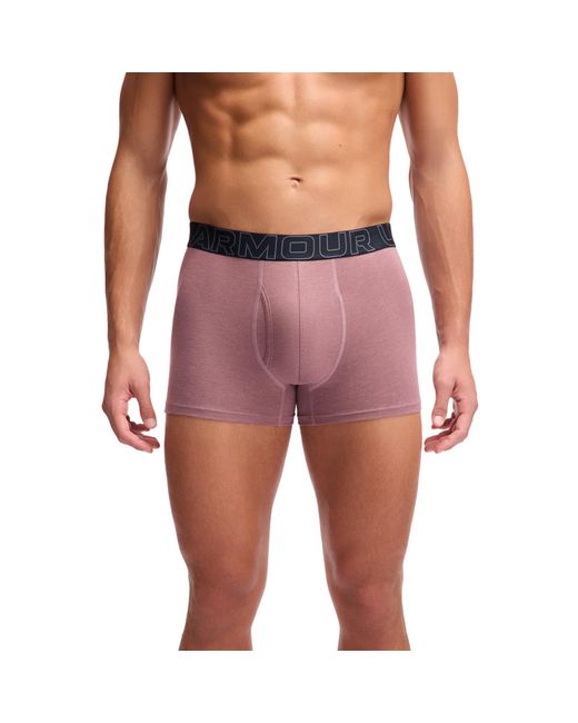 Under Armour Pink Performance Cotton 3" 3-Pack Boxerjock Mist Full Heather Washed Castlerock for men