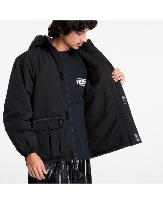 Pleasures Black Jacket Run Hooded Jacket for men