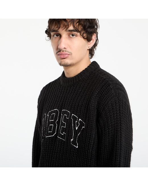 Obey Black Sweater Obey Collegiate Sweater for men