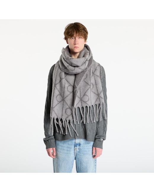 Calvin Klein Gray Halstuch Emblem Aop Brushed Scarf
