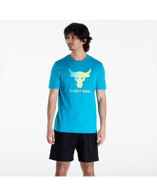 Under Armour Blue Project Rock Payoff Graphic Short Sleeve Tee Circuit Teal/ Radial Turquoise/ High-vis Yellow for men