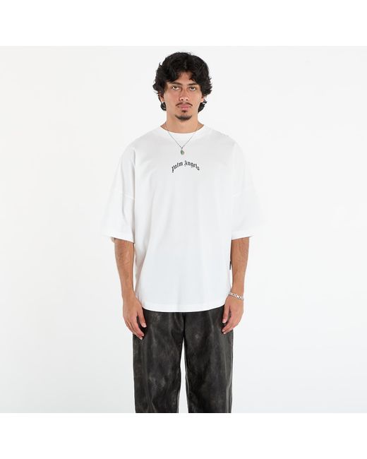 Palm Angels White T-Shirt Back Curved Logo Over Tee Off for men