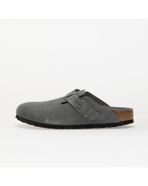 Birkenstock Gray Sneakers Boston Soft Footbed Suede Leather