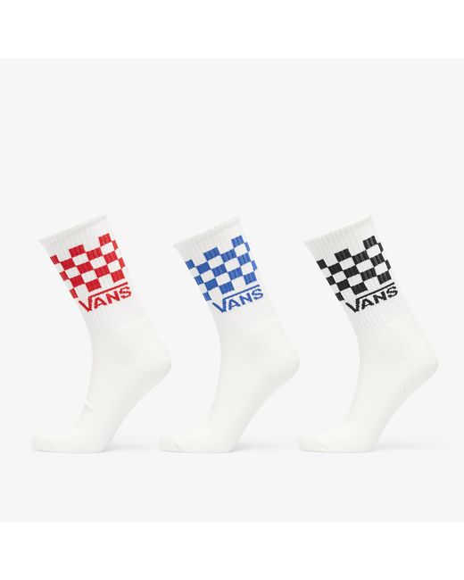 Vans Sokken Classic Check Crew 3-Pack in het White