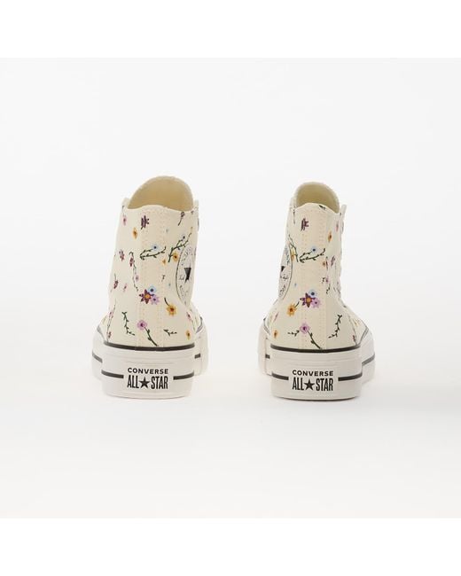 Converse White Sneakers Chuck Taylor All Star Lift Platform Embroidered Blooms Hi Egret/ Vintage/ Eur