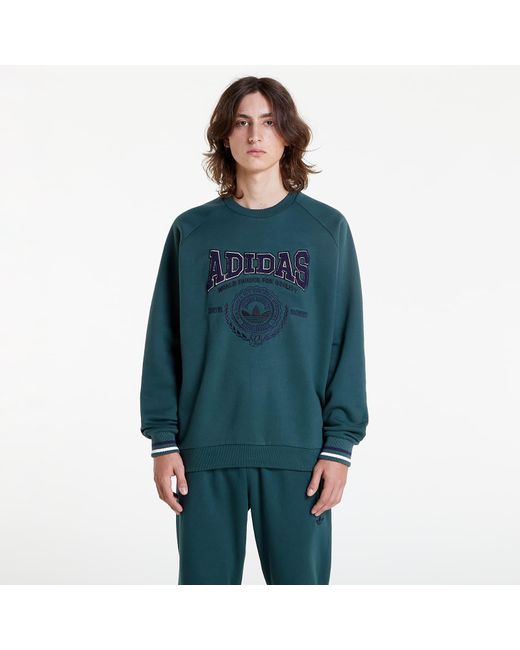adidas Originals Fleece Varsity Crewneck Sweatshirt Mineral Green in Blau  für Herren | Lyst AT