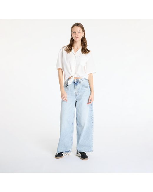Tommy Hilfiger White Shirt Tommy Jeans Crop Linen Shortsleeve Shirt