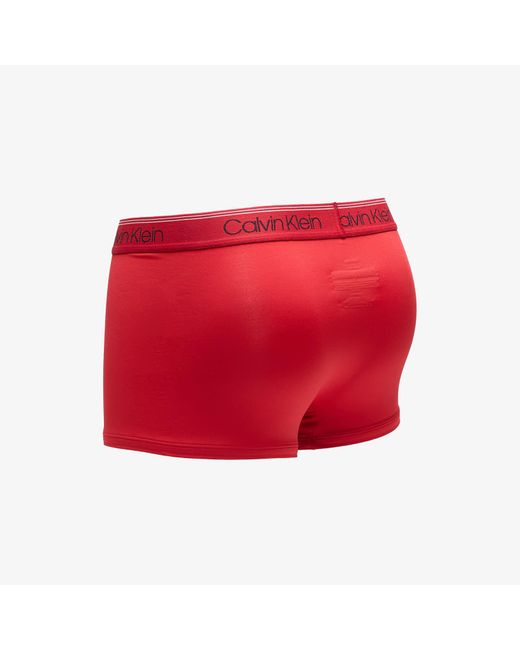 Calvin Klein Microfiber Stretch Wicking Technology Low Rise Trunk 3-pack Black/ Convoy/ Red Gala for men