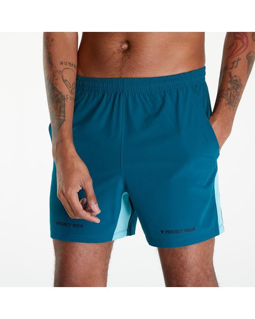 Under Armour Blue Project Rock Ultimate 5" Training Short Hydro Teal/ Radial Turquoise/ Black for men
