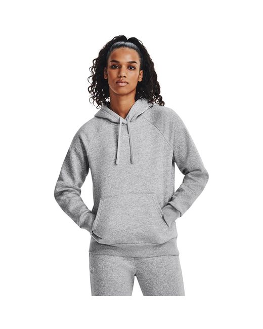 Felpa Con Cappuccio Rival Fleece Da Donna Mod Light Heather Bianco di Under Armour in Gray